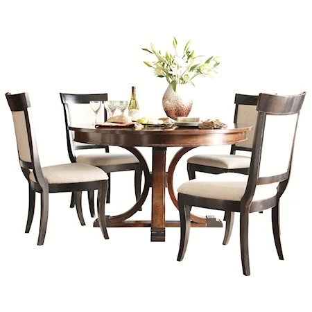 Round Table and Upholstered Chair Set